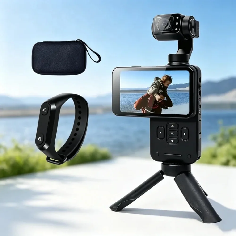 Handheld Pocket Digital Camera 5K/4K Camcorder 3-Axis Gimbal Stabilization Face Tracking for Photographs Vlog Videos Recording