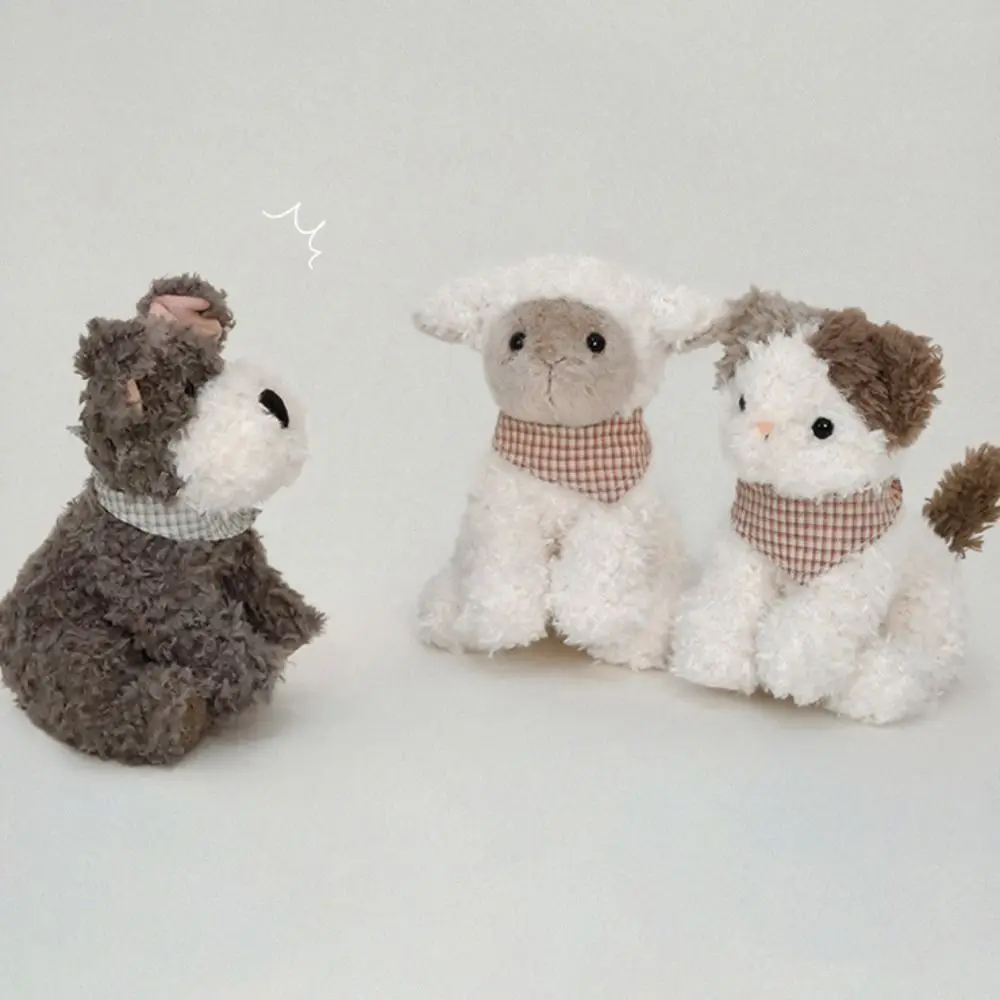 

Cat Lamb Farm Animals Plush Toy Interactive Handmade Stuffed Dog Cat Lamb Doll Cartoon Comfortable Curly Haired Dog Doll