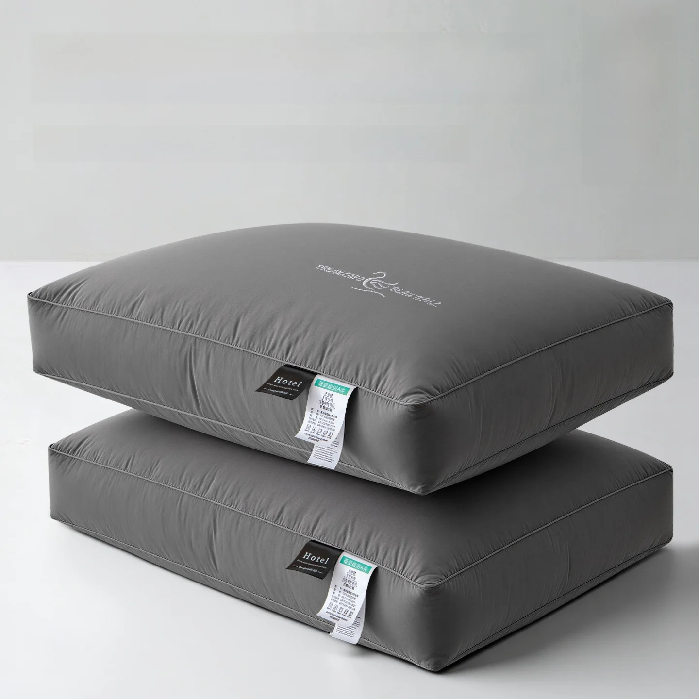 

Men's High Pillow Firm Neck Support Non-Sagging Sleep Aid Single Person Rectangular Polyester Fiber Pure Cotton Cover