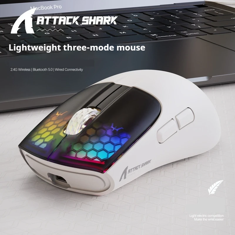 2024 New Attack Shark X5RGB the Three modules  Wireless  Mouse Lightweight E-sports  Game Bluetooth Wireless Wired Mouse