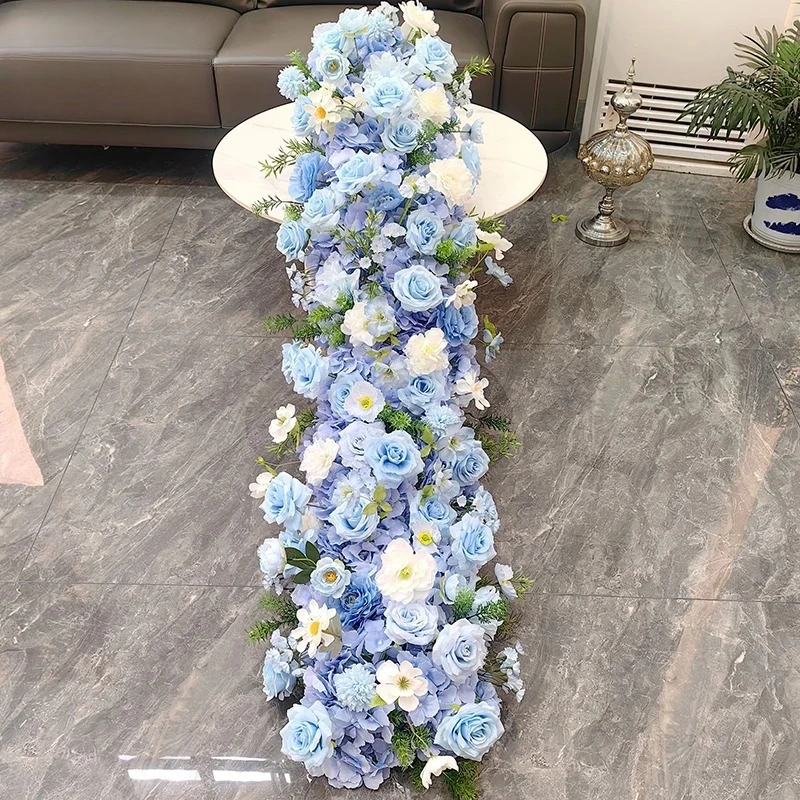 الفاخرة زهرة اصطناعية صف الزفاف الجدول محور الزهور الزفاف 2026 ديكور الطابق زهرة عداء قوس ديكو المرحلة الأزهار