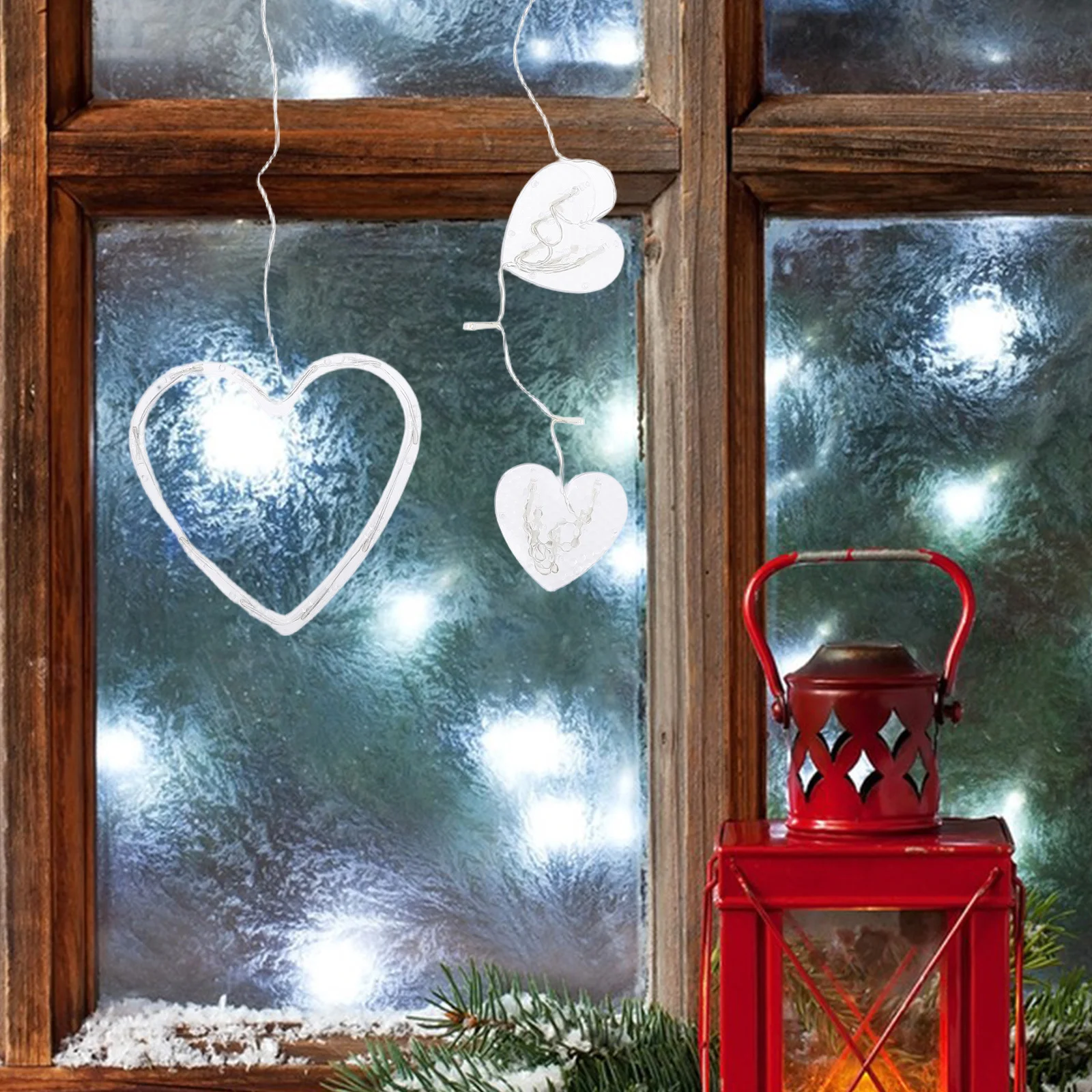 

3 Pcs Christmas Lights Lamp Heart Shape Unique Xmas Hanging LED Birthday Party Decoration Room