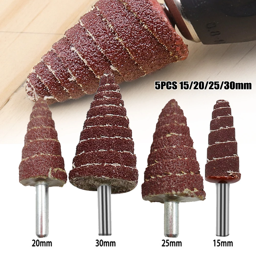 5Pcs 80 Grit Sandpaper Grinding Head 15mm 20mm 25mm 30mm Sanding Grinder Head Abrasives Tools For Wood Plastic Metal Polishing