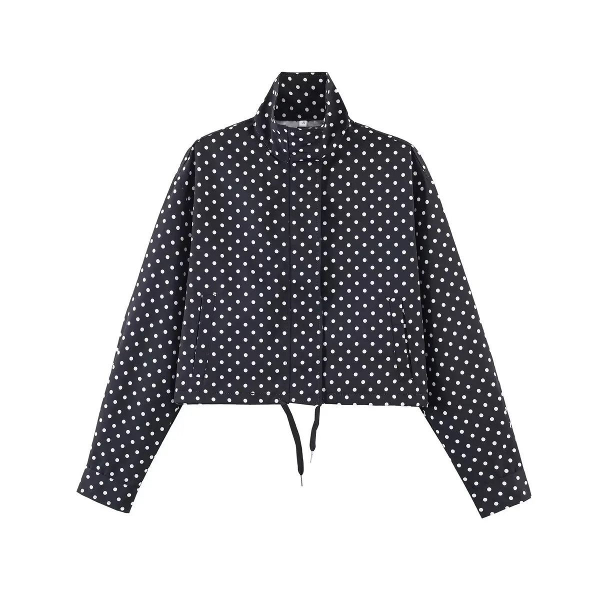 Polka Dot Print Korte Jassen Dames High Street Lange Mouwen Jassen voor Dames 2026 Elegante Kantoor Dames Casual Buitenkleding