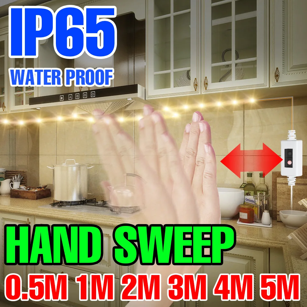 Led Strip Lights Hand Sweep Sensor Led Light Waterproof Kitchen Lamp Flexible Luces Led Tape Ribbon Decor TV Backlight Lighting