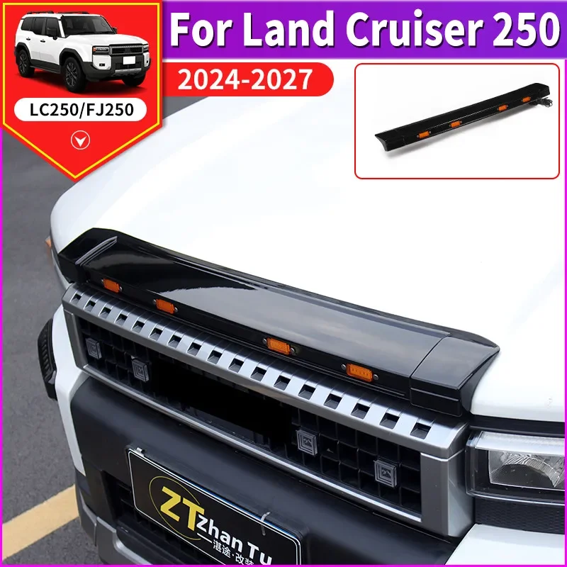 

For Toyota 2024 2026 Land Cruiser Prado LC250 250 Front Bonnet Sand Deflector With LED Light Wind Stone Car Exterior Accessories