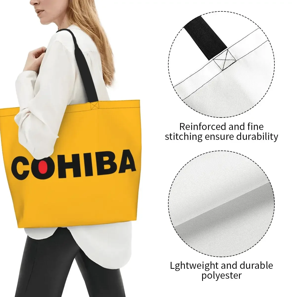 Cuban Cohiba sigari generi alimentari Tote Shopping Bags donna borsa a tracolla Shopper in tela personalizzata borsa di grande capacità