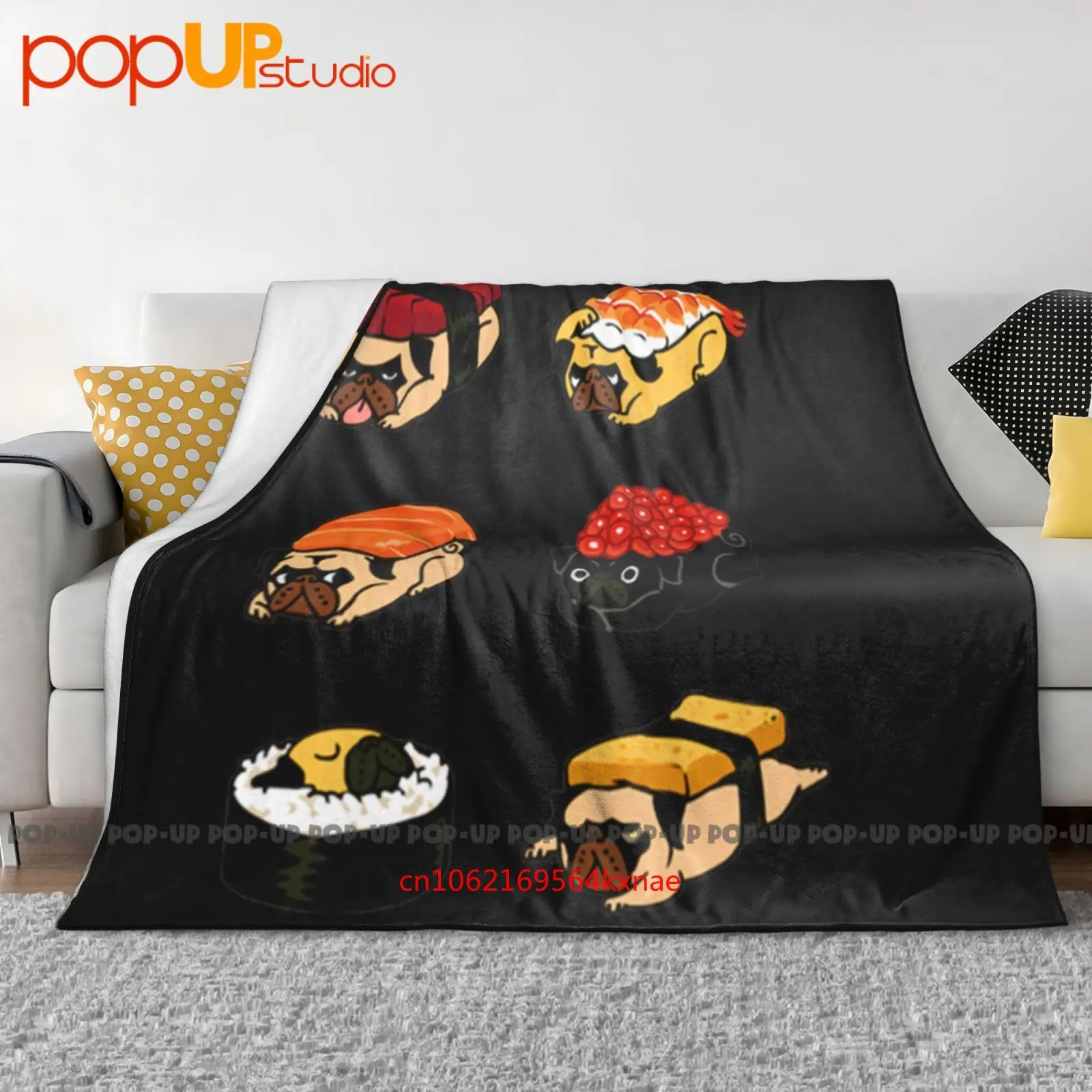 Sushi Pugs Cute Food Lady S O-Animal Foods Manta ultrasuave Edredón Funda de sofá de invierno Fundas de cama
