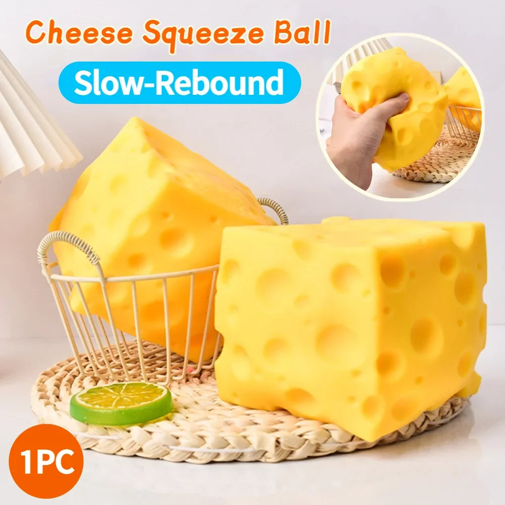 

Giant Cube Cheese Squeezer Slow-Rebound ASMR Sensory Fidget Toy Creative Squeezer Toy for School/Office/Commute Anti-Stress