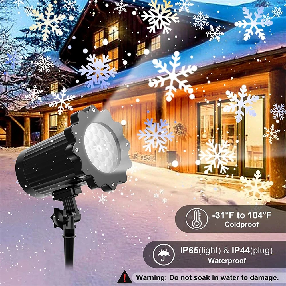Christmas Snowstorm LED Projection Lamp Holiday Snowflake Projector Light Remote Control and Timing for Wedding Home Party Decor