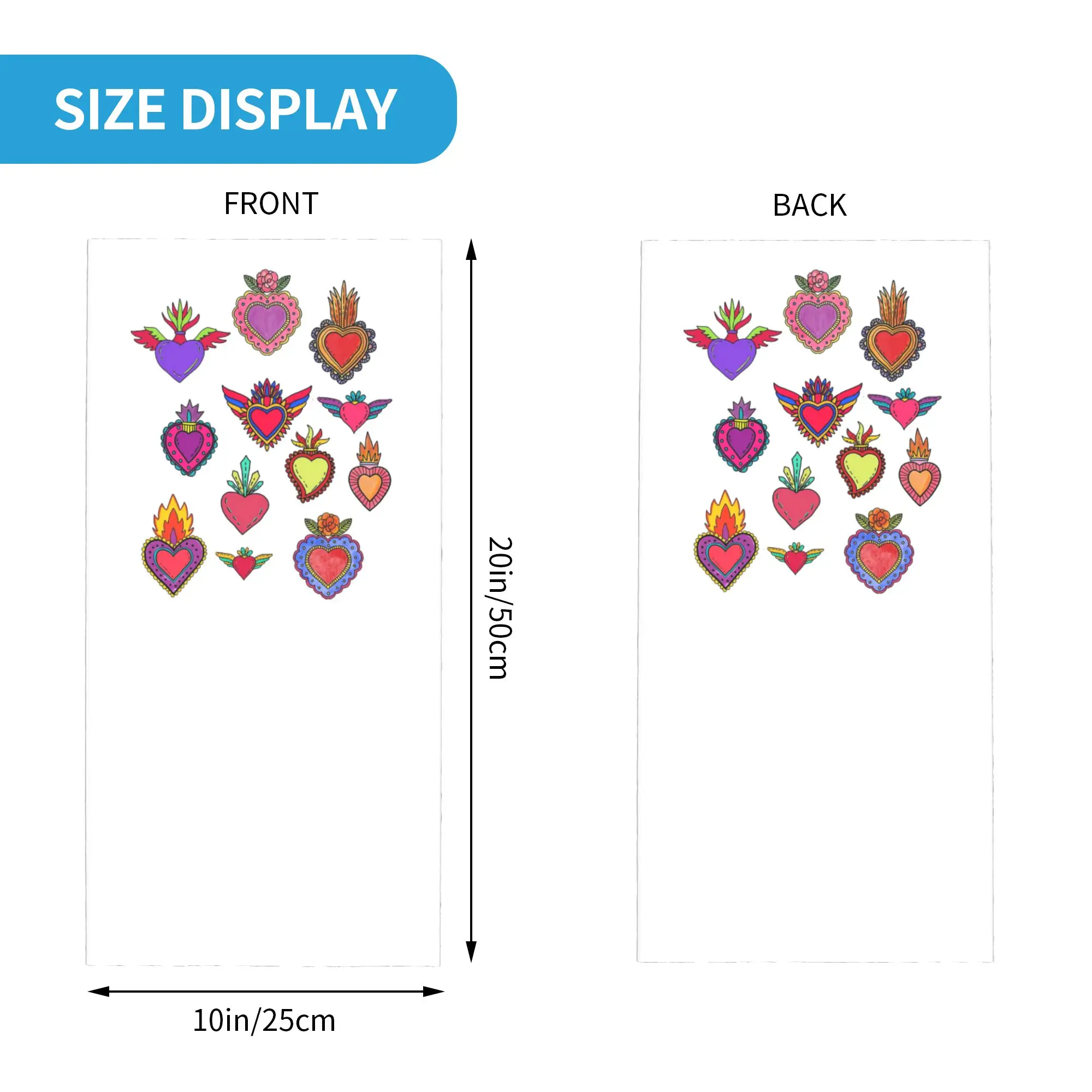 Mexican Hearts Milagros Tin Sacred Drawings Bandana Neck Gaiter Printed Mask Scarf Cycling Scarf Cycling for Men Women Washable