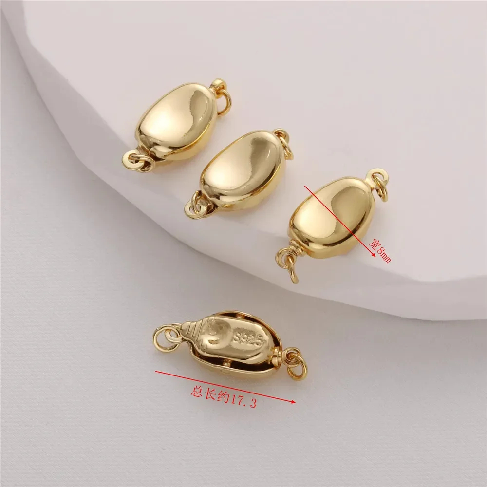 

14K925 Silver Bag Gold Ingot Buckle Pea Insert Stick Buckle Square Flower Connection Buckle DIY Chain Accessories