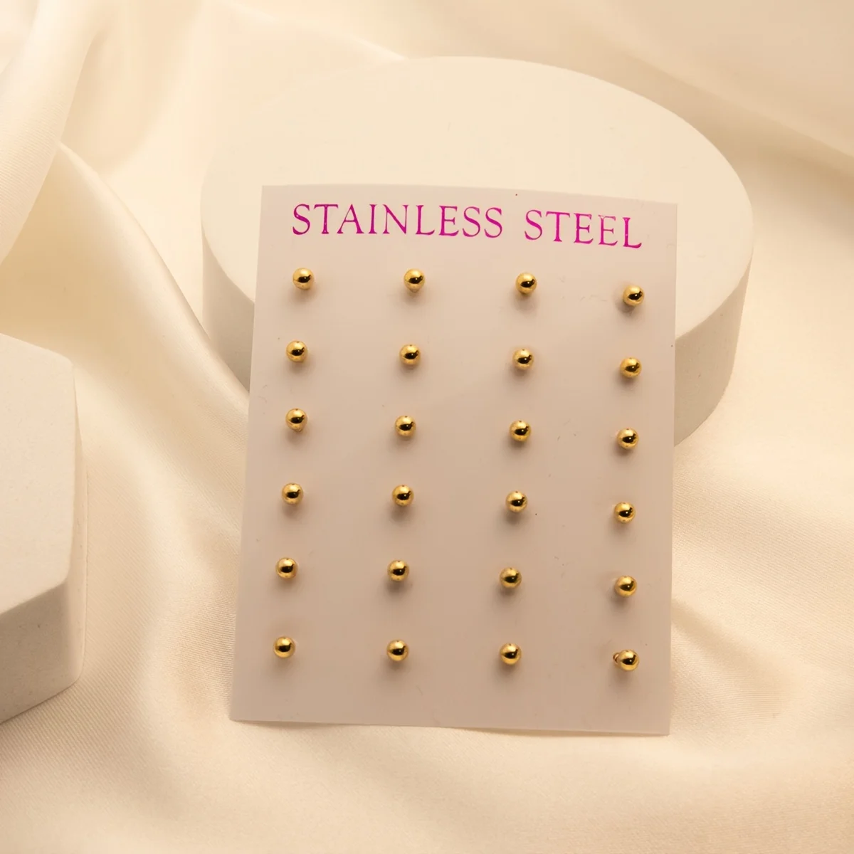 12 Pairs/Set Unisex Minimalist Stainless Steel Tiny Round Ball Glossy Stud Earring Cartilage Stud Ear Jewelry For Daily Wearing