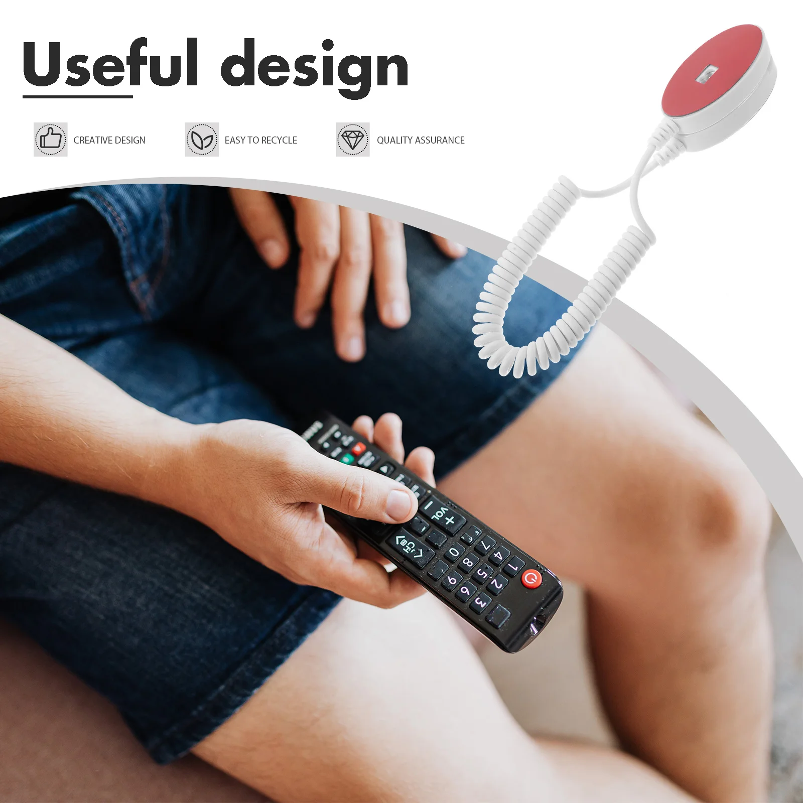 

4 pcs Anti lost Hooks Retractable Cables Adhesive Remote Control Lanyards White Oval Shape Plastic Leash Easy Install Useful