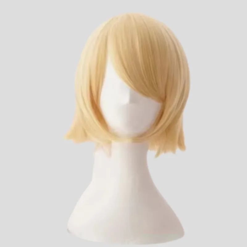 

Парик для косплея Рин Лен — короткие золотистые термостойкие синтетические волосы — парик вокалоидного костюма для конвенции и выступления на сцене