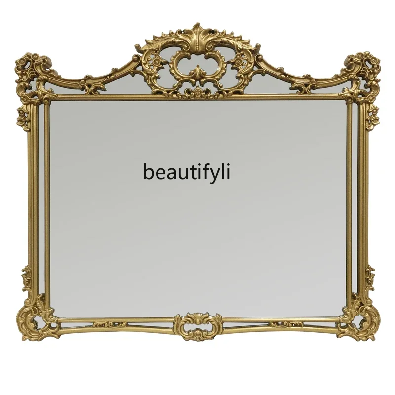 

French carved retro, living room dining room background wall art decorative mirror wall-mounted entry entrance fireplace mirror