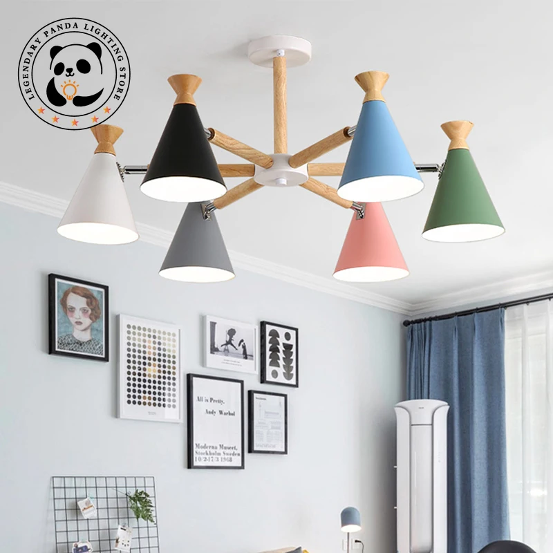 

Nordic Designer Chandeliers Macaron Color Cone Pendant Lamps Bedroom Living Room Kitchen Restaurant Study Indoor Decor Fixtures