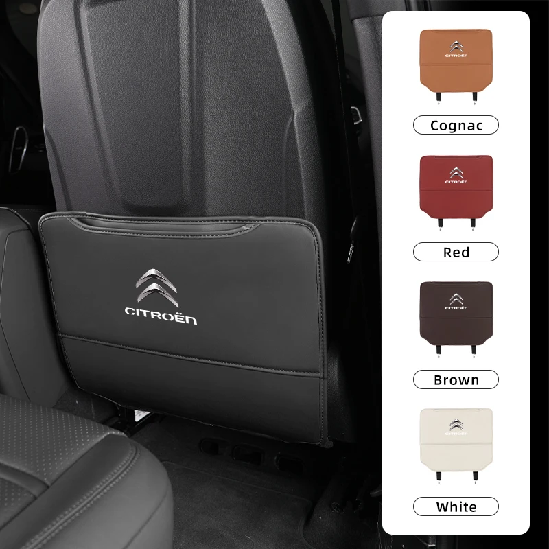 PU Leather Car Seat Back Protection Cover Anti Kick Pad Accessories For Citroen C4 C3 C5 C1 C2 Berlingo Celysee Cactus Picasso