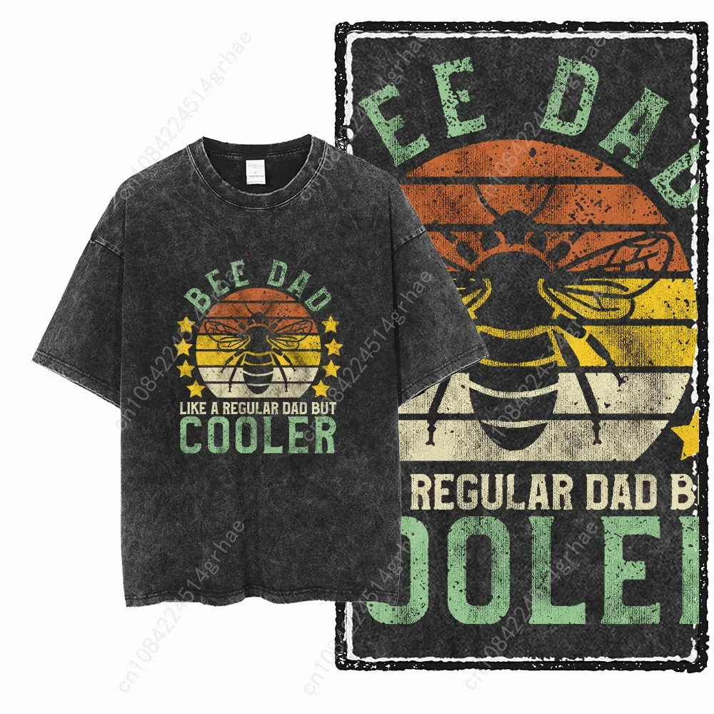 DE BEES Printed Acid Washed Cotton Exclusive Graphic Unisex T Shirt Cool Vintage Streetwear Men Tshirts Big Size Tee for men