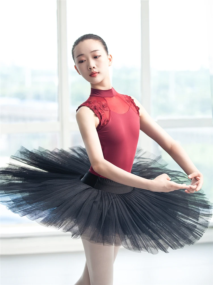 Sexy Dance Leotards One-piece Practice Clothes Women Lace Gymnastics Dancing Costume Adult High Collar Ballet Leotard