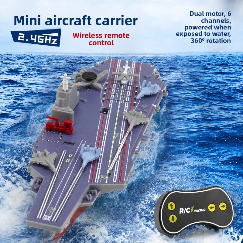 

Mini RC Boat Aircraft Carrier Military Model Remote Control Ship 2.4G Electronic Wireless RC Warship Toys for Kids usb charge