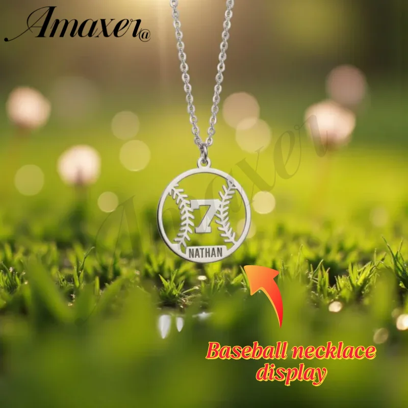 Personalized Soccer/Basketball/Baseball Number Necklace Custom Name Number Pendant Charm Sport Jewelry Gifts for Boys Girls