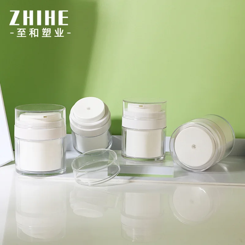 

10PCS 15/30/50g Empty Vacuum Cream Jars, Duckbill Push Pump, Refillable AS Cosmetic Containers for Skincare Travel