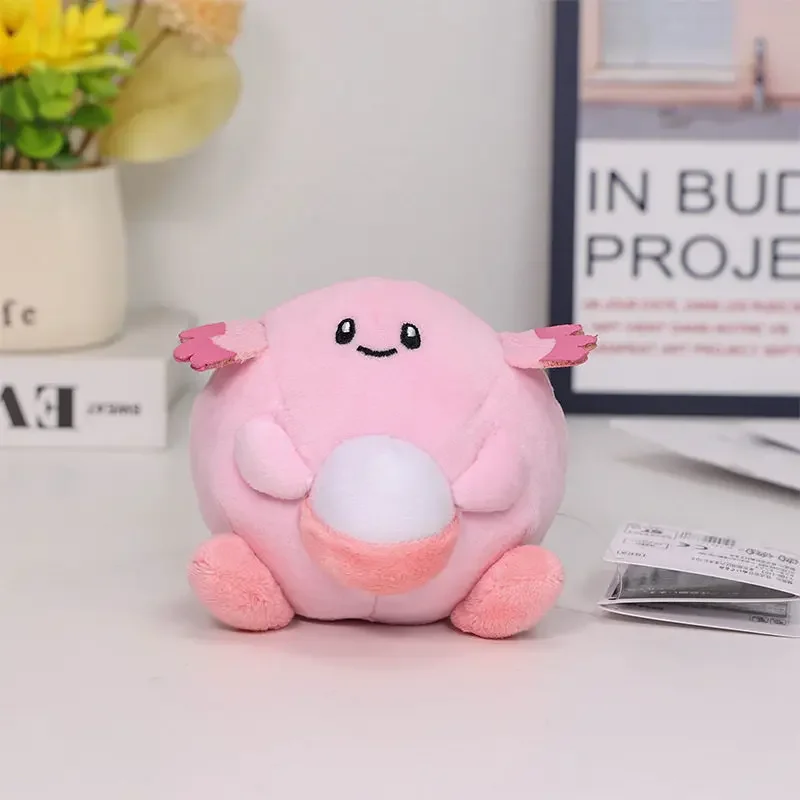 Chansey Plush Doll Cute Egg Belly Design Soft Short Fluff Collectible Toy Gift For Game Anime Fans Indoor Table Decor Companion