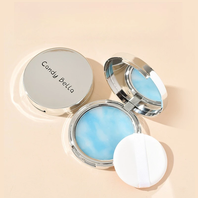 بودرة كاندي بيلا باللون البنفسجي، صديقة للبشرة، وجه طبيعي، خفيفة الوزن، تدوم طويلاً، لمسة نهائية غير لامعة تتضمن مرآة