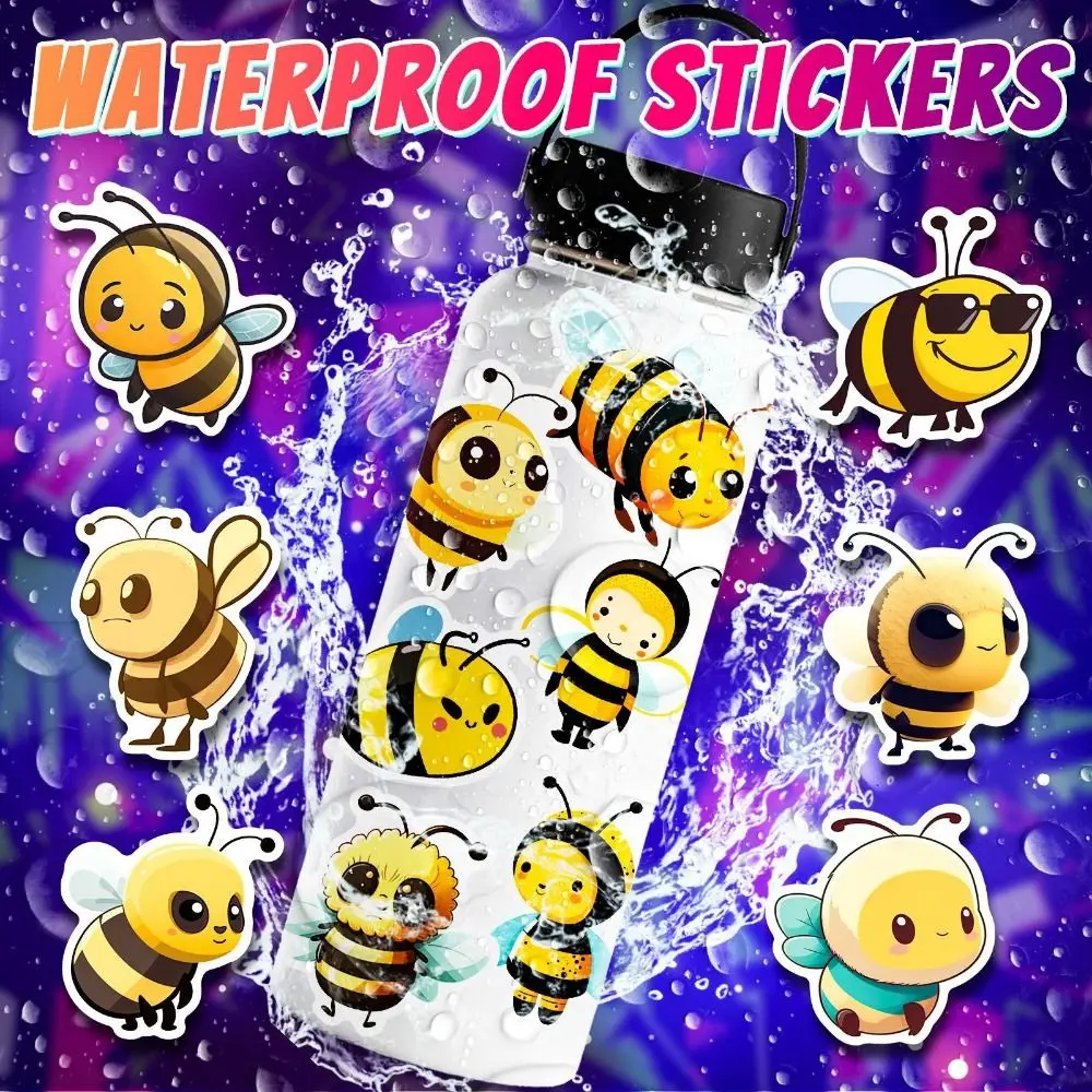 50PCS Little Bee ผึ้งน้อยสติกเกอร์สัตว์ Graffiti การ์ตูน Bee สติกเกอร์ความงาม PVC Little Bee PVC สติกเกอร์ Scrapbooking