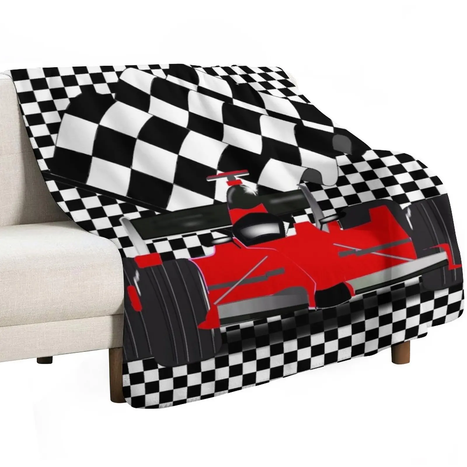 

RedRace Car with Checkered Flag Throw Blanket christmas gifts Luxury blankets ands Thermals For Travel Blankets