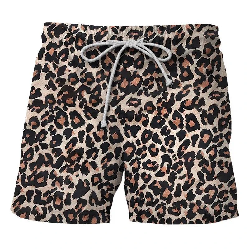 Summer Fashion Classic Colorful Leopard 3D Printed Men\'s Shorts Unisex Casual Beach Swimming Shorts Quick-dry Surf Board Shorts