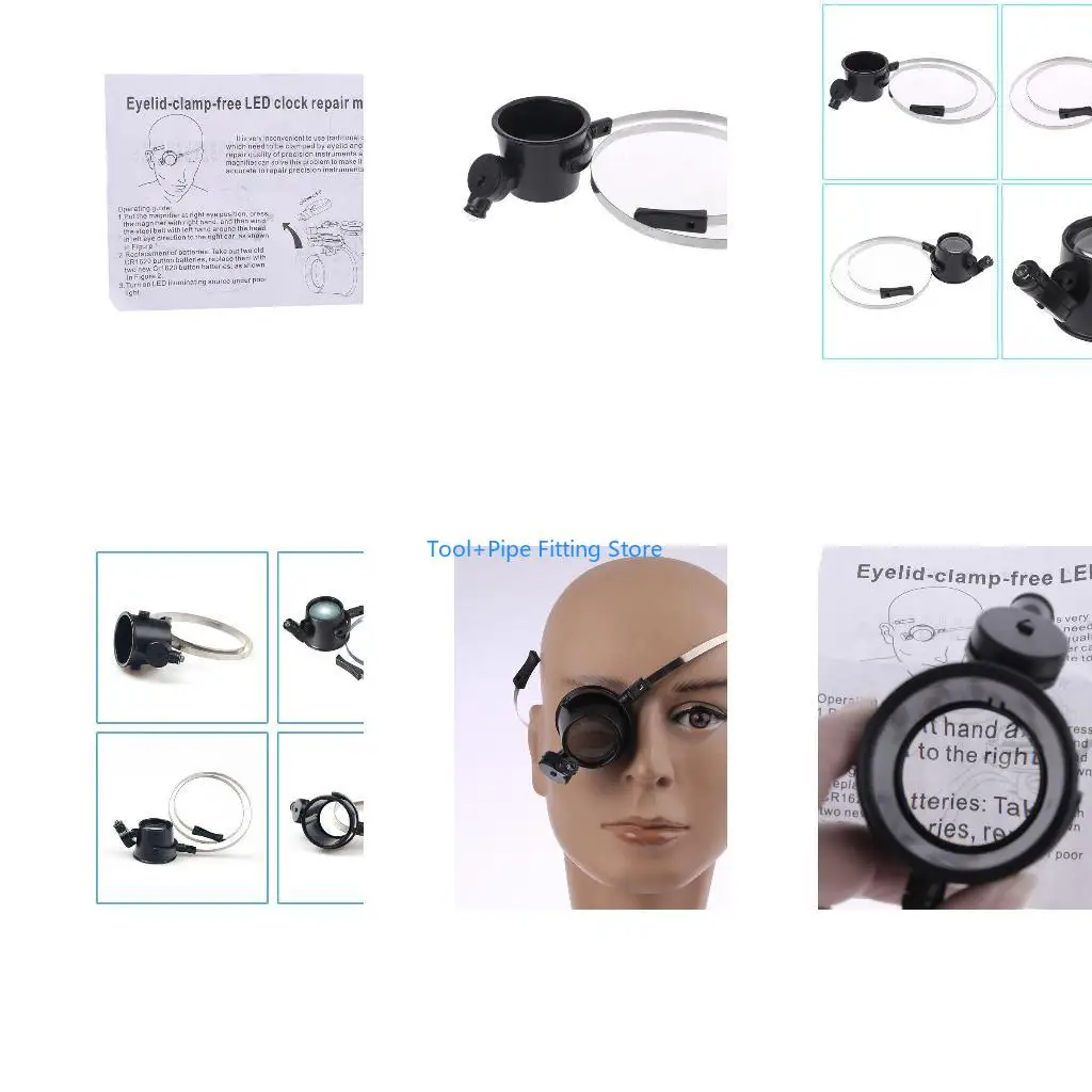 F92B Eye Magnifier 15X Glass Loupe Lens Watch Repair Accessory with Headband for Watch Repair Reading Eyelash