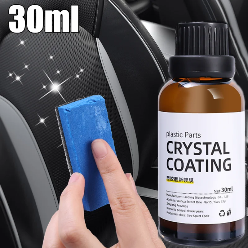 30MLPlastic Refurbishing Coating Agent for Car Interior Dashboard Panel Leather Renovated Wax Coating Agent with Wiping Board