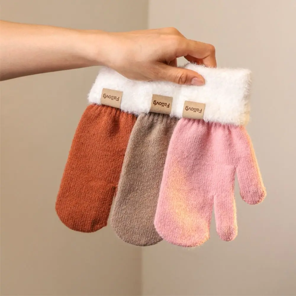 

Модные утолщенные меховые перчатки, морозостойкие однотонные зимние перчатки, ветрозащитные дышащие норковые бархатные зимние перчатки