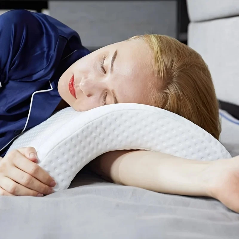 1PC Memory Foam Cuddle Pillow, Slow Rebound Pressure Relief Couple Arm Pillow, Arched U Shaped Travel Sleeping Pillow