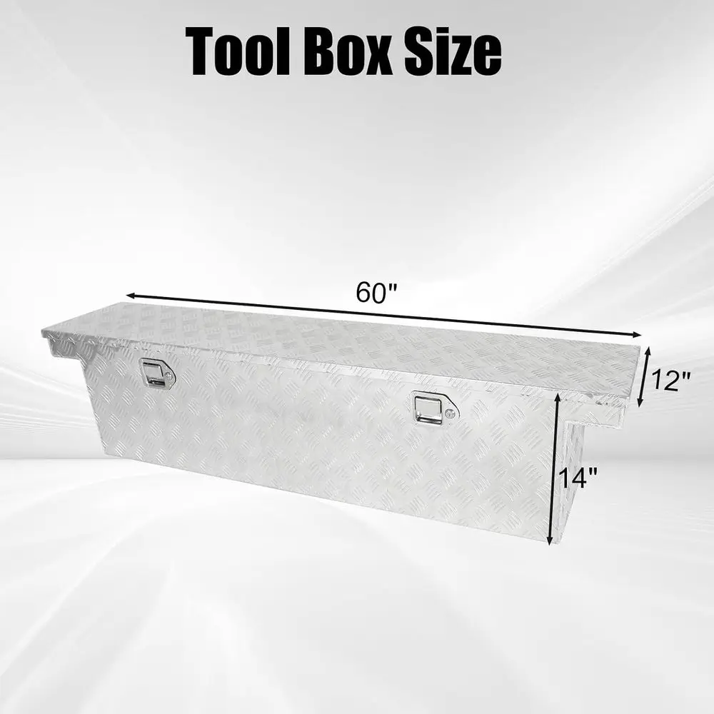 60 Heavy-Duty Striped Toolbox for Truck Beds and RVs - Waterproof Storage with Lock & Key