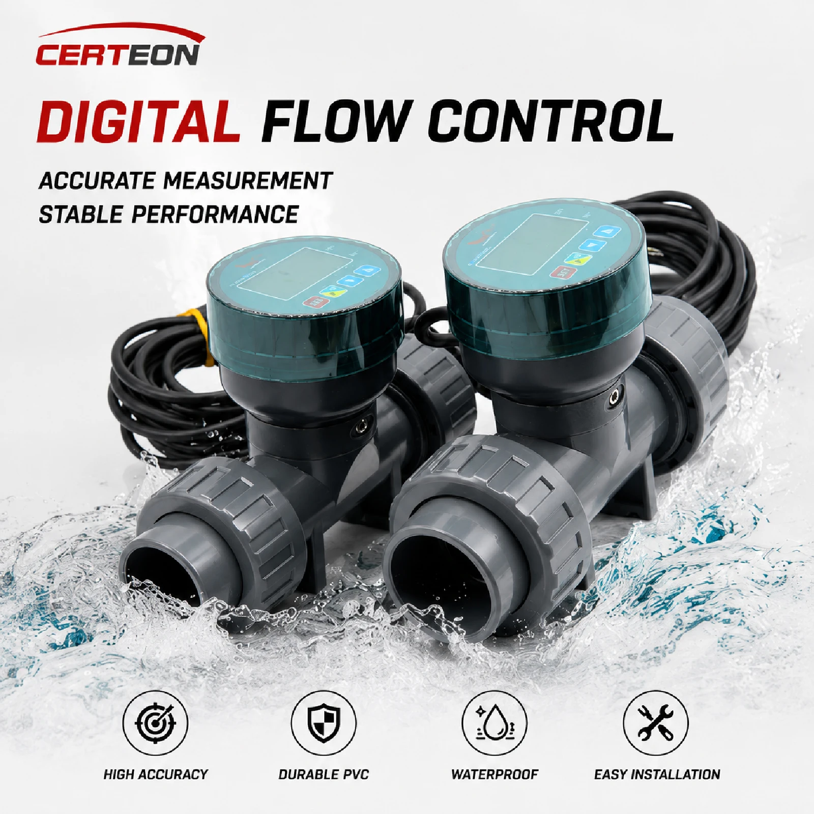 Intelligent Digital Water Flowmeter, Signal Transmission Large Diameter Liquid Pipeline Water Flow Sensor