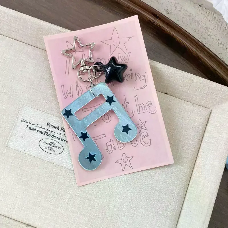Cute Music Note Star Acrylic Keychain INS Style Creative Pentagram Music Note Bag Charm Keyring Backpack Decoration Gift