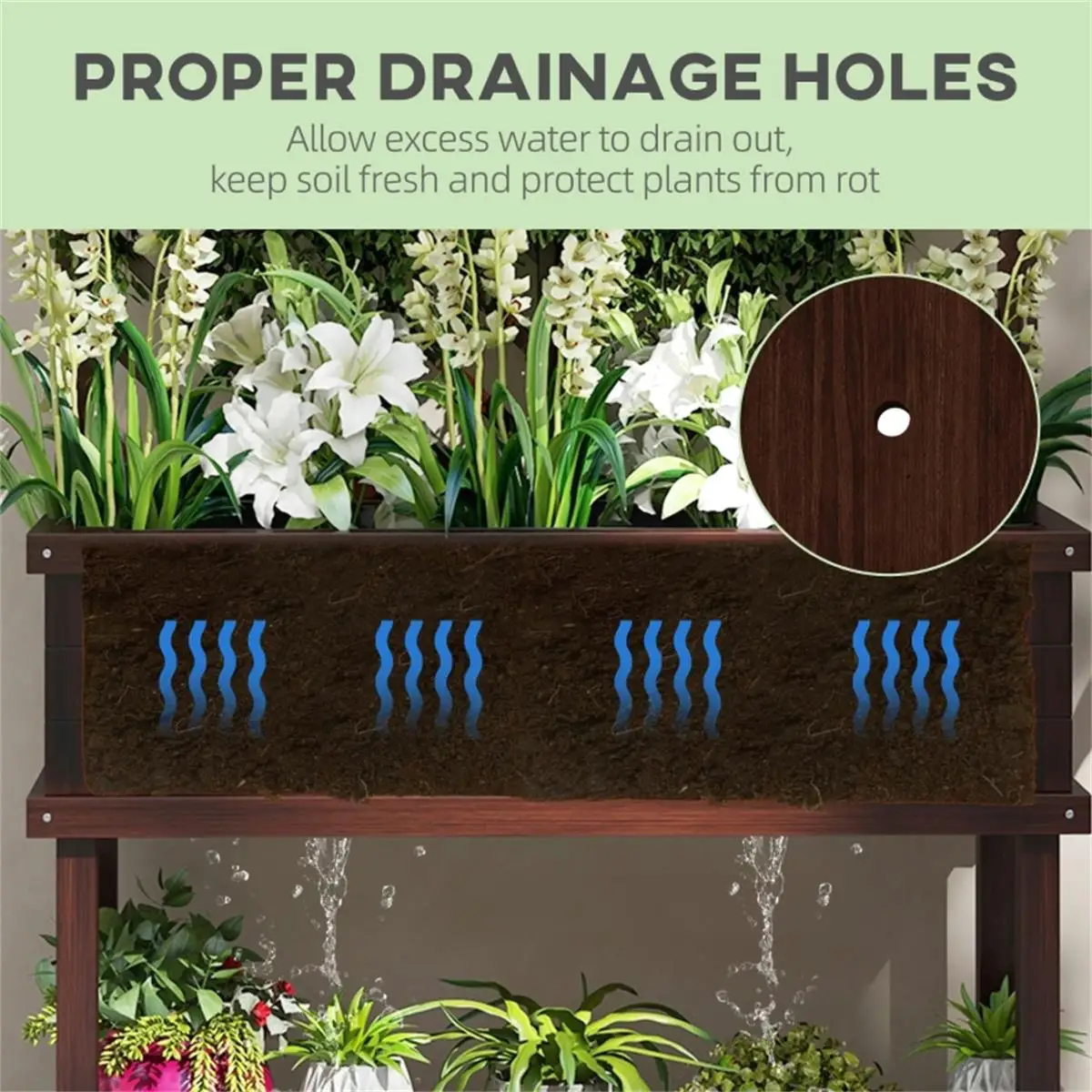 

Wooden Flower Planter Box Shelf - Stylish Garden Display for Indoor & Outdoor Plants