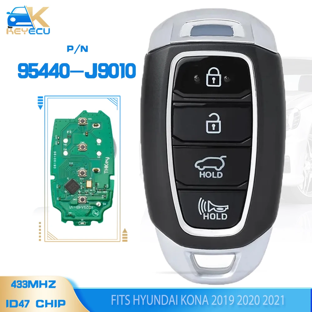 

KEYECU 95440-J9010 ,TQ8-FOB-4F18 433MHz ID47 Chip Smart Keyless Go Remote Key With 4 Buttons Fob for Hyundai Kona 2019 2020 2021