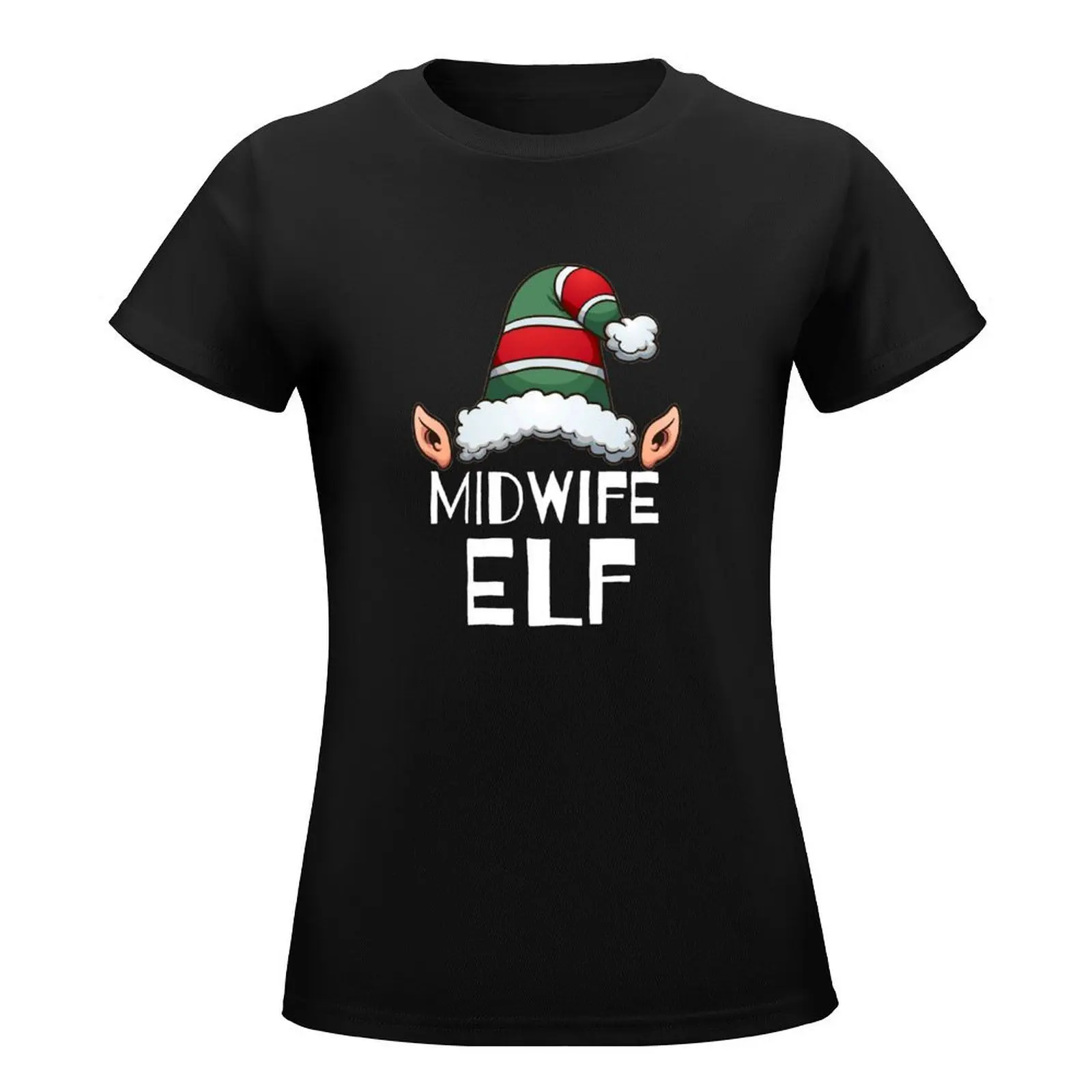 Midwife Elf Christmas Holidays Xmas Elves Nurse Nursing School T-Shirt summer tops Female clothing sports fans Women tops