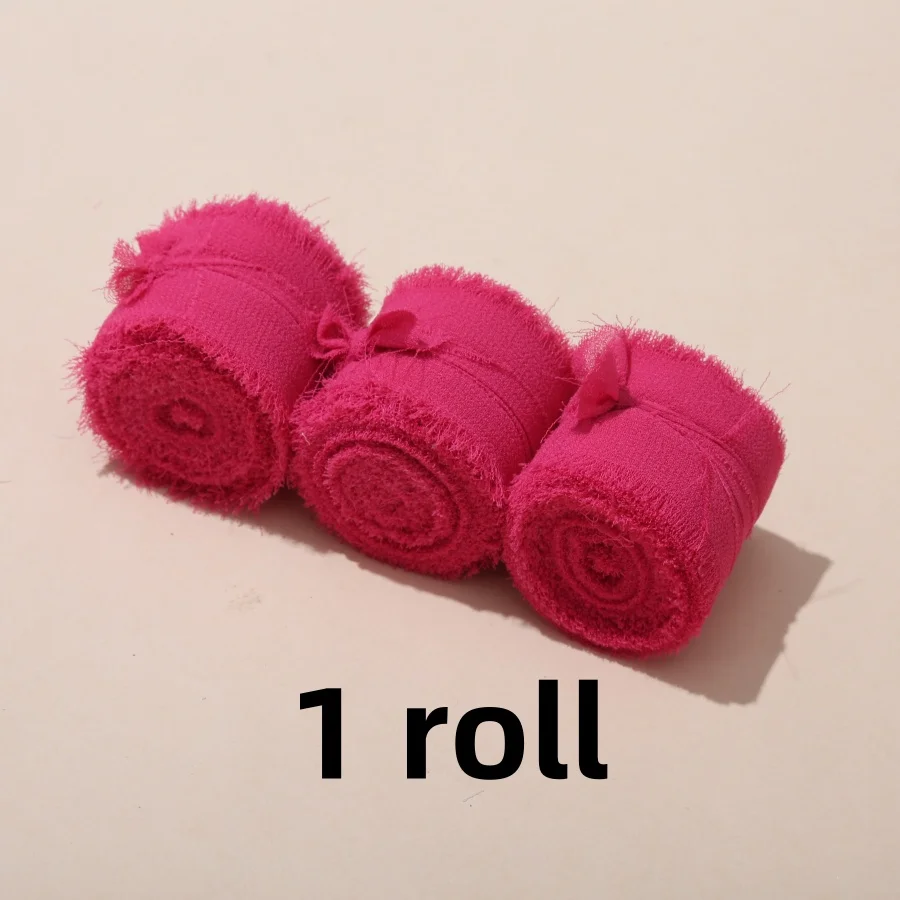1 Rolle 5 m * 4 cm ausgefranstes Satin handgemachtes Chiffon-Seidenband für Hochzeitseinladung, Blumensträuße, Geburtstagsfeier, DIY-Dekoration, Geschenk – Detail 9