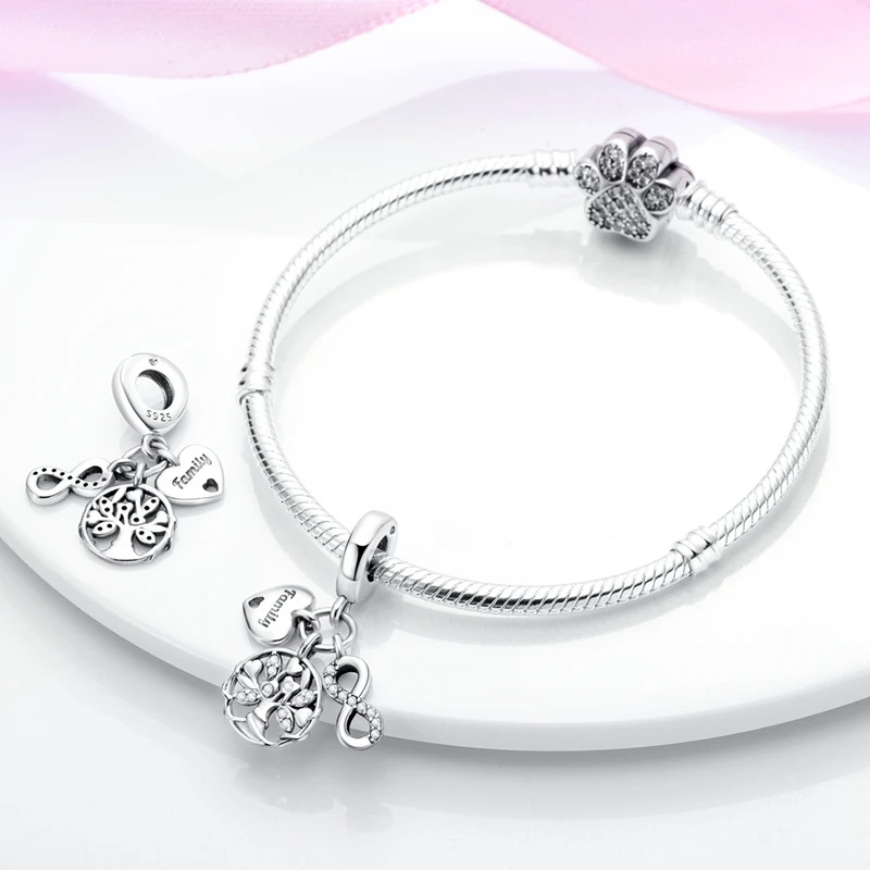 New In 925 Sterling Silver Golden Life Tree Charms Beads Pendant Jewelry Fit Original 925 Bracelet For Women DIY Gift image 3