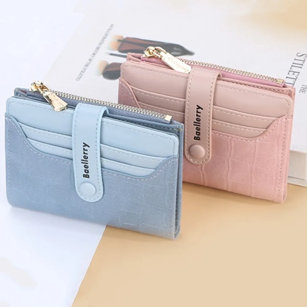 Simple Stone Pattern Bifold Wallet Sweet Causal Women Short Wallet Multi-card Slot Handbag Folding Wallet Travel