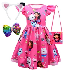 Mädchen Kleid Kurzarm Gabby Puppenhaus Prinzessin Gabby Katze Mesh Tutu Rock Kinder geburtstags feier Cosplay Kleid Kostüm