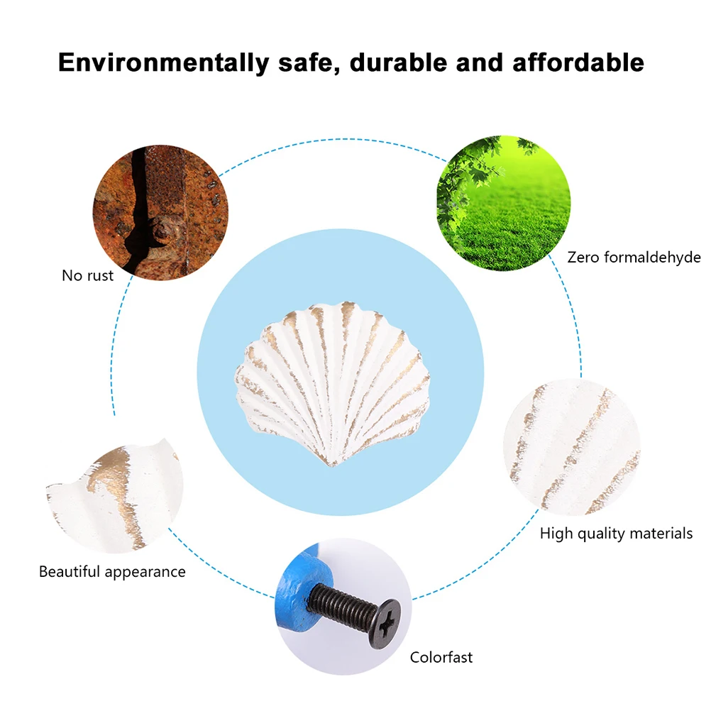 

2PCS Seashell Handles For Cupboard Scallop Retro Ocean Cabinet Pulls Drawer Handle Door Knobs Drawer Pull Furniture Hardware