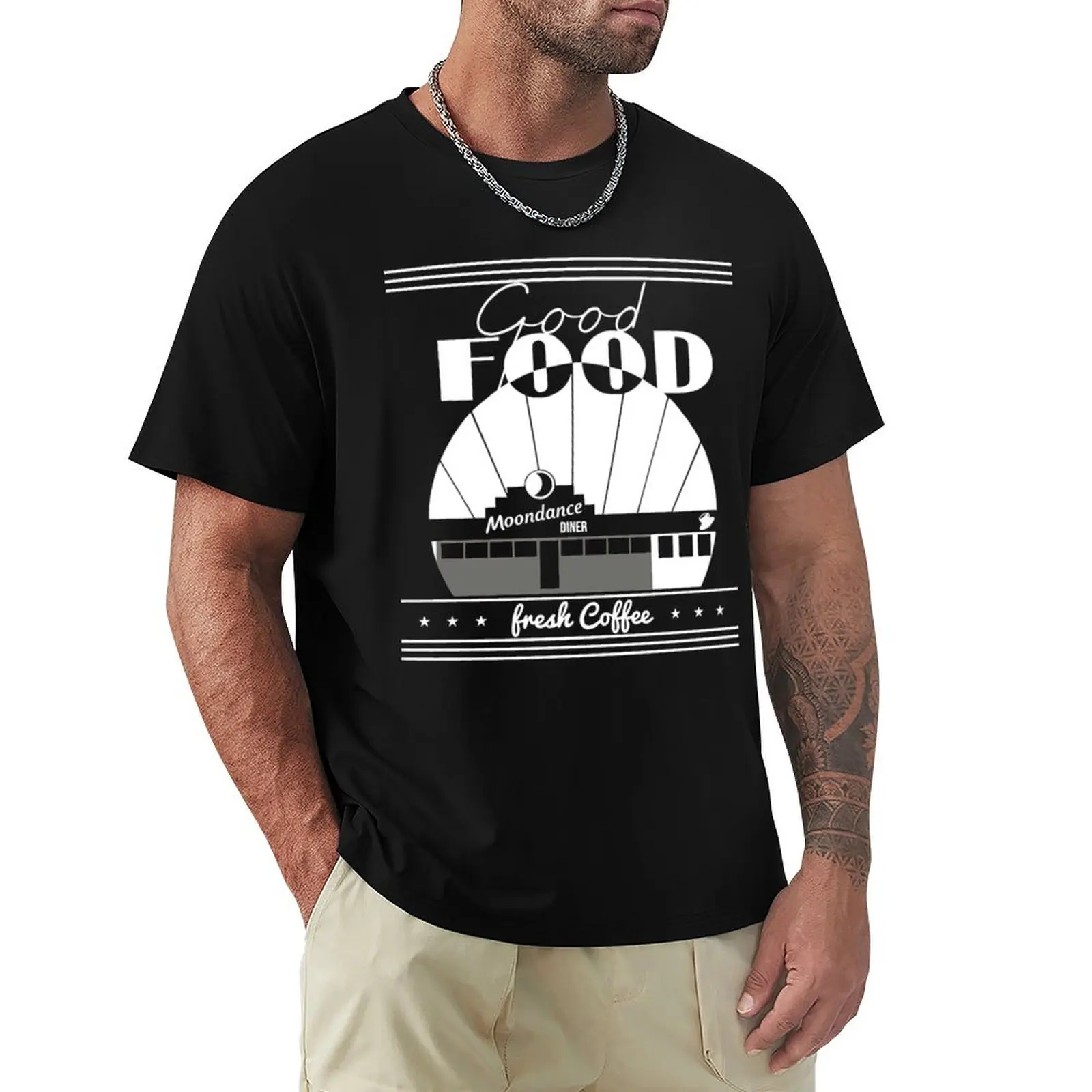 

TICK BOOM GOOD FOOD MOONDANCE DINER FRESH COFFEE GIFT Essential T-Shirt Fashion Pattern Printed Tee Shirt