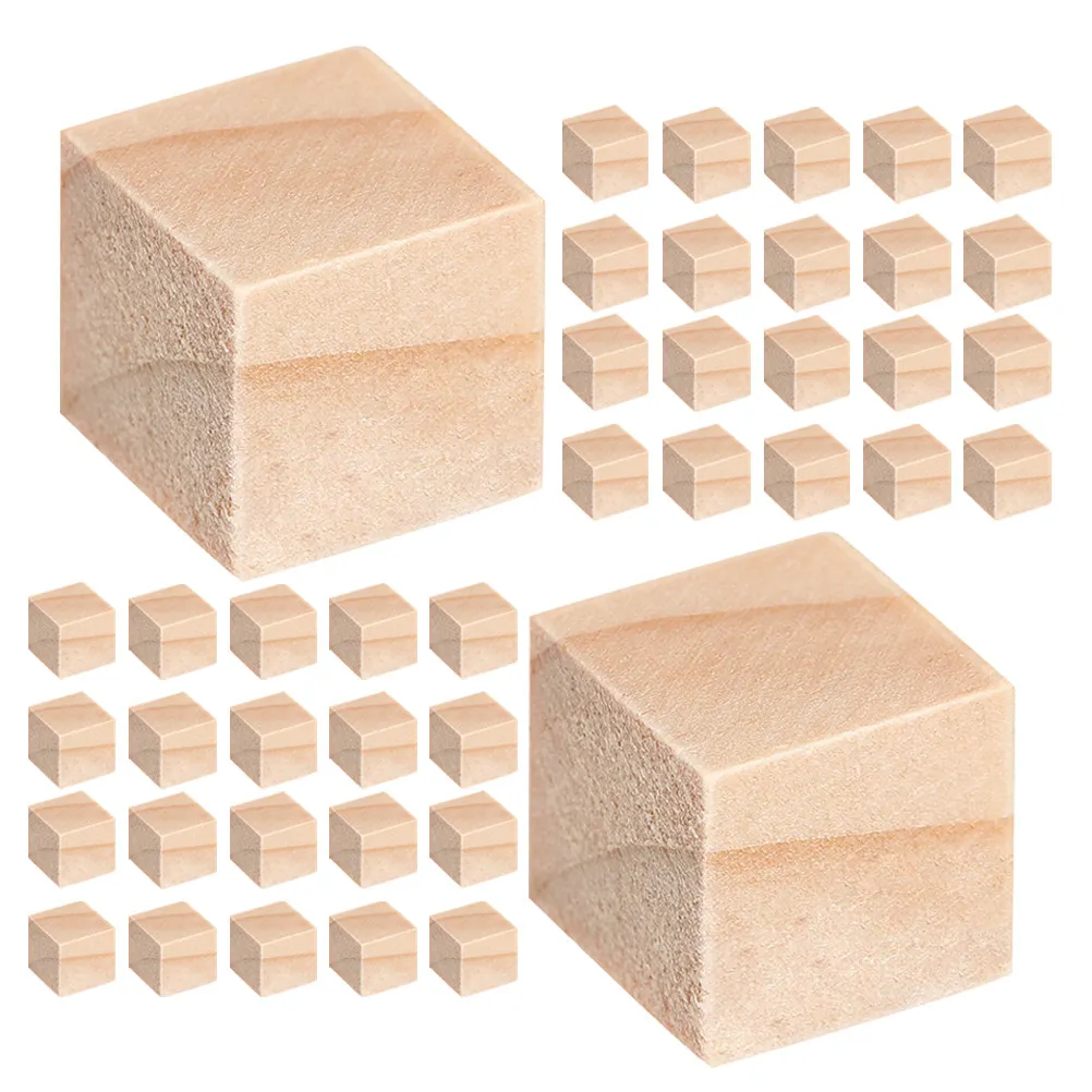 200개 소나무 원목 블록, 미완성 천연 나무 큐브, 어린이 DIY 공예, 쌓기 놀이, 기하학 학습, 숫자 세기, 정사각형