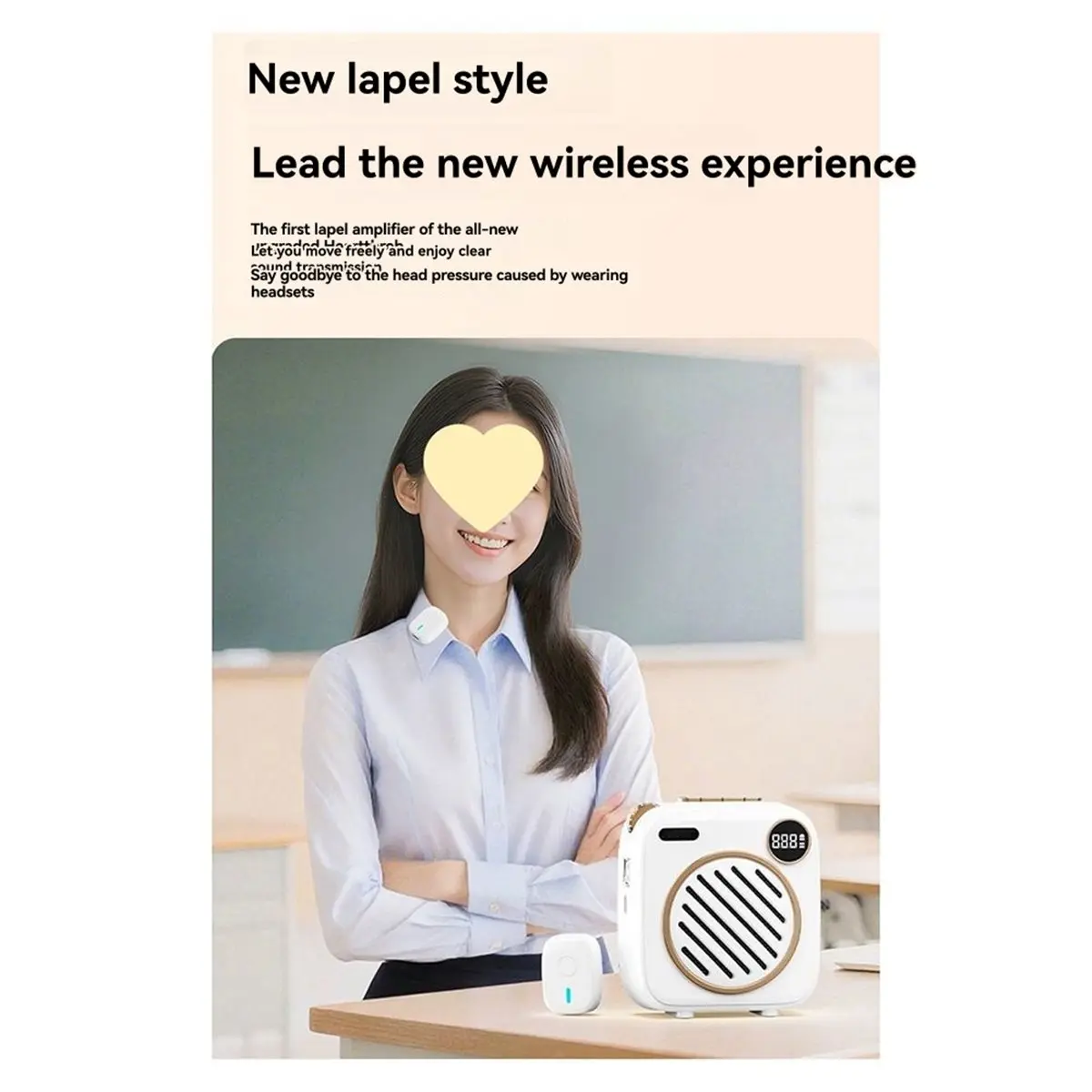 fitfit White Dual Microphone Wireless Bee Amplifier Wireless Microphone for Teacher Tour Guides Portable Promotional Speaker